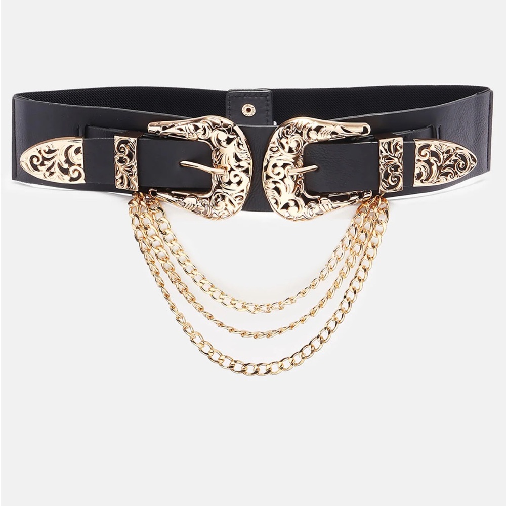 Elegant Black and Gold Chain Belt